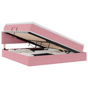 vidaXL Cama con almacenamiento y LED Rosa 160 x 200 cm Terciopelo