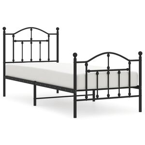 vidaXL Estructura cama sin colch&oacute;n con estribo metal negro 90x190 cm