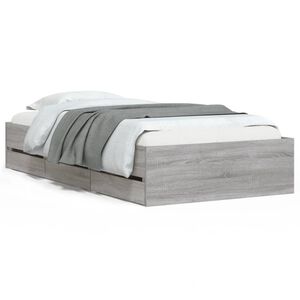 vidaXL Cama con cajones madera ingenier&iacute;a gris Sonoma 100x200 cm