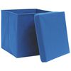 vidaXL Cajas de almacenaje con tapas 4 uds tela azul 32x32x32 cm