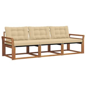 vidaXL Conjunto de sof&aacute;s de exterior con coj&iacute;n 3 pcs Natural y Beige