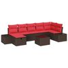 vidaXL Conjunto de sof&aacute; de jard&iacute;n 8 uds. Marr&oacute;n rat&aacute;n sint&eacute;tico