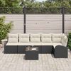 vidaXL Conjunto de sof&aacute;s de jard&iacute;n 7 pcs Negro y rat&aacute;n sint&eacute;tico