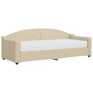 vidaXL Sof&aacute; cama con colch&oacute;n tela crema 80x200 cm