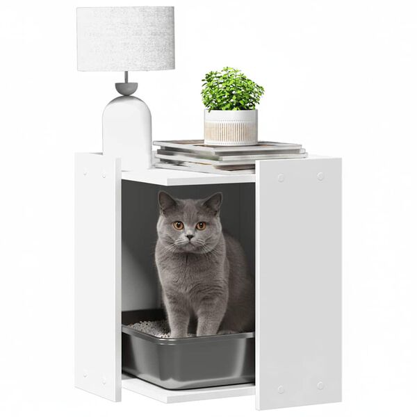 vidaXL Mueble arenero para gatos madera ingeniería blanco 42x42x51 cm