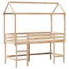 vidaXL Cama alta con escalera y techo madera maciza de pino 90x200 cm