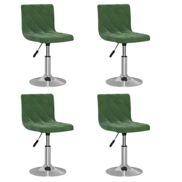 vidaXL Sillas de comedor giratorias 4 unidades terciopelo verde oscuro