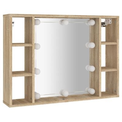 vidaXL Mueble con espejo y luces LED roble Sonoma 76x15x55 cm