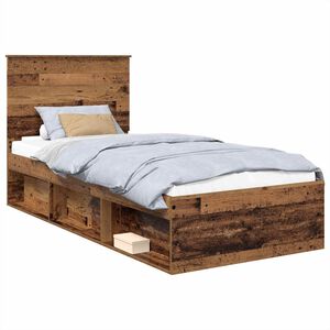 vidaXL Estructura de cama con cabecera Madera vieja 75 x 190 cm