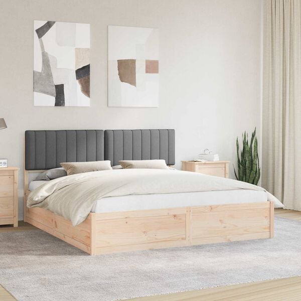 vidaXL Estructura de Cama con Cabecera Tapizada Gris oscuro