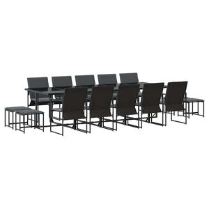 vidaXL Conjunto de Comedor de Jard&iacute;n 15 pcs Negro Acero