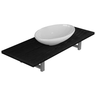vidaXL Conjunto de muebles de baño 2 piezas cerámica negro