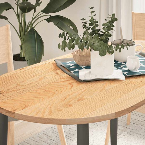 vidaXL Tablero de mesa ovalado madera maciza de roble 120x60x2 cm