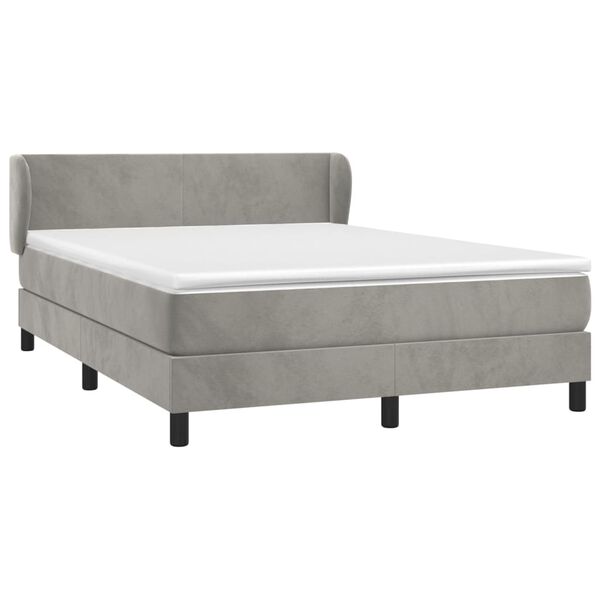 vidaXL Cama box spring con colch&oacute;n terciopelo gris claro 140x200 cm