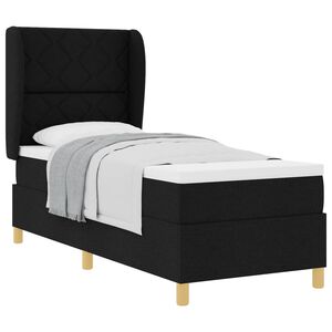 vidaXL Cama con Somier y Colch&oacute;n Gris Oscuro 90x190 cm de Tela Negro