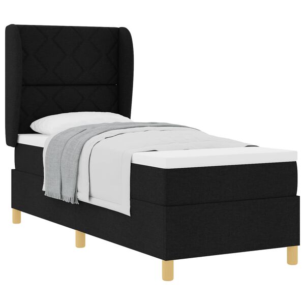 vidaXL Cama con Somier y Colch&oacute;n Gris Oscuro 90x190 cm de Tela Negro