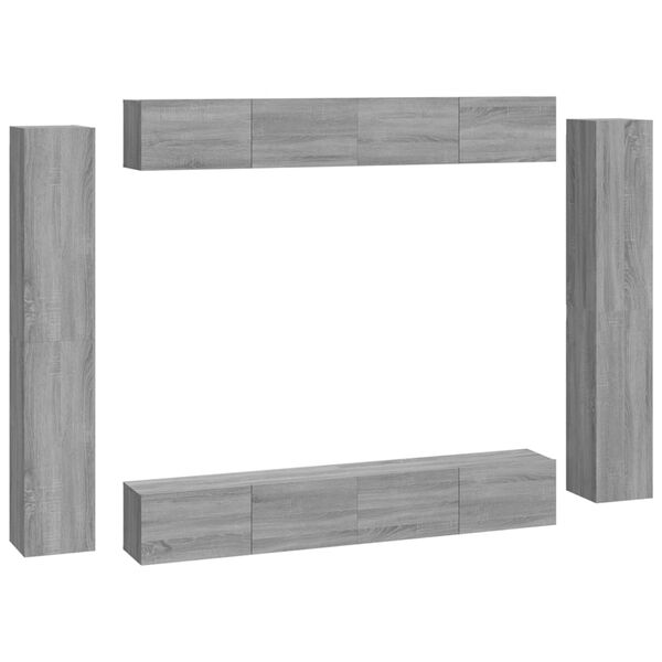 vidaXL Set de muebles para TV 8 pzas madera contrachapada gris Sonoma
