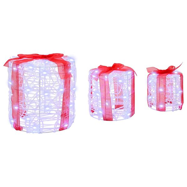 vidaXL Decoración de Caja de Regalo 3 pcs frío 20 x 20 x 21 cm