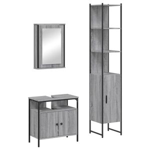 vidaXL Set de muebles de ba&ntilde;o 3 pzas madera contrachapada gris sonoma