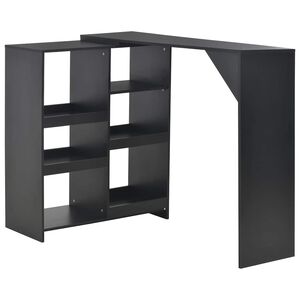 vidaXL Mesa de bar con estanter&iacute;a m&oacute;vil negro 138x39x110 cm