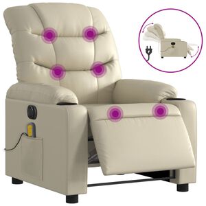 vidaXL Sill&oacute;n de masaje reclinable el&eacute;ctrico cuero sint&eacute;tico crema