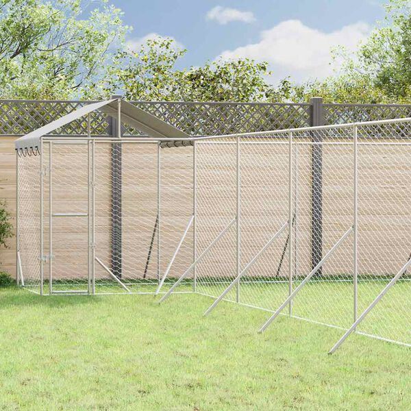 vidaXL Perrera exterior con toldo acero galvanizado plata 12x12x2,5 m