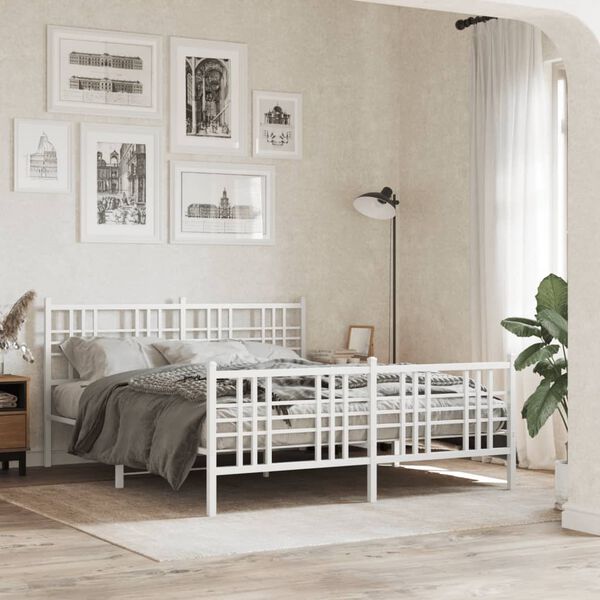 vidaXL Estructura cama sin colchón con estribo metal blanco 150x200 cm