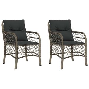 vidaXL Sillones de jard&iacute;n con cojines 2 uds rat&aacute;n sint&eacute;tico gris