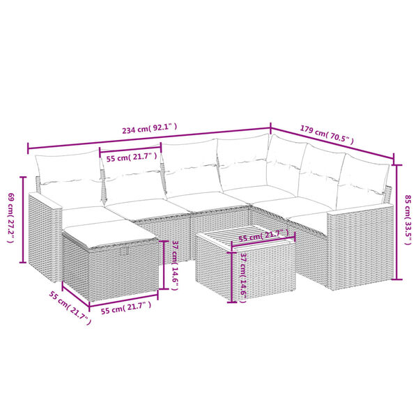 vidaXL Set de sof&aacute;s de jard&iacute;n 8 piezas y cojines rat&aacute;n sint&eacute;tico negro