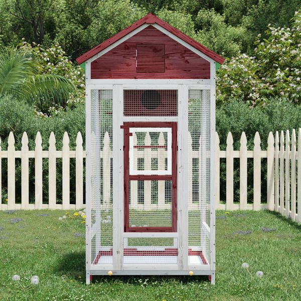 vidaXL Casita para p&aacute;jaros madera maciza pino color moca 91,5x53x170cm