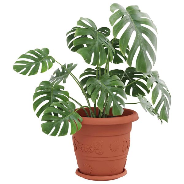 vidaXL Bandeja Redonda para Flores 24 pcs Rojo Ladrillo Pl&aacute;stico