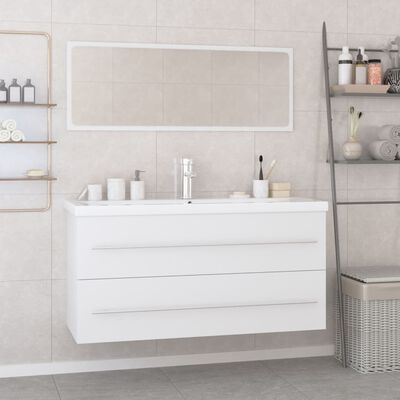 vidaXL Conjunto de muebles de baño madera contrachapada blanco