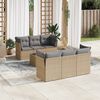 vidaXL Set sof&aacute;s de jard&iacute;n 7 piezas y cojines rat&aacute;n sint&eacute;tico beige