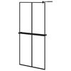 vidaXL Mampara ducha con estante vidrio ESG y aluminio negro 90x195 cm