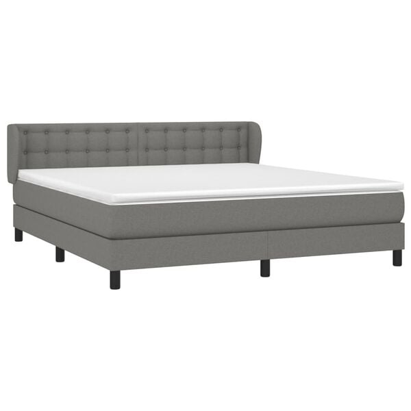 vidaXL Cama box spring con colch&oacute;n tela gris oscuro 180x200 cm