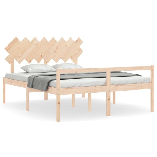 vidaXL Cama para personas mayores con cabecero madera maciza 160x200cm