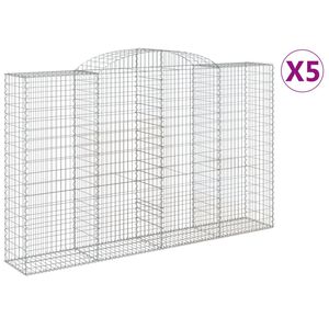 vidaXL Cestas de gaviones 5 uds forma de arco hierro 300x50x180/200 cm