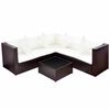 vidaXL Set muebles de jard&iacute;n y cojines 4 piezas rat&aacute;n sint&eacute;tico marr&oacute;n