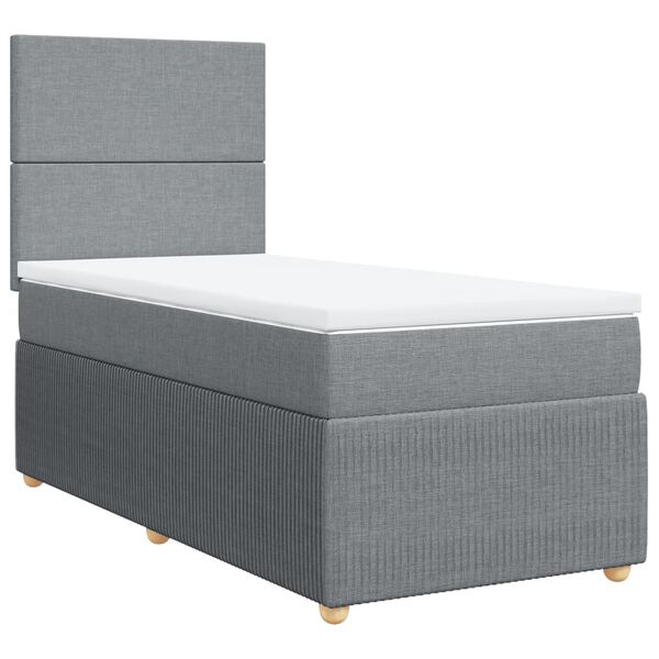 vidaXL Cama box spring con colch&oacute;n tela gris claro 90x200 cm