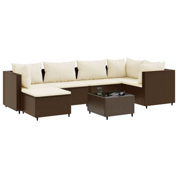 vidaXL Set muebles de jardín 7 piezas y cojines ratán sintético marrón
