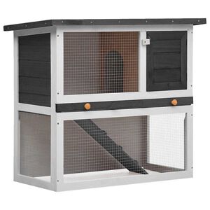 vidaXL Jaula conejera con 1 puerta madera gris