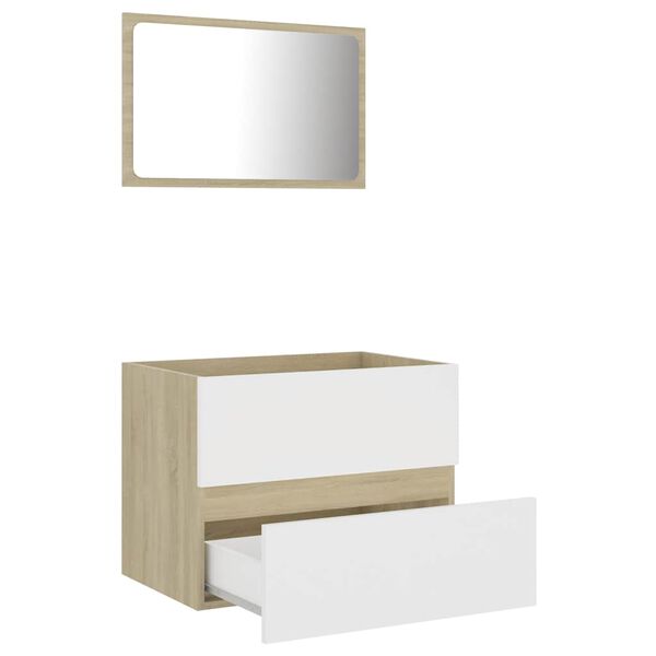 vidaXL Set de muebles de ba&ntilde;o 2 pzas madera contrachapada blanco roble