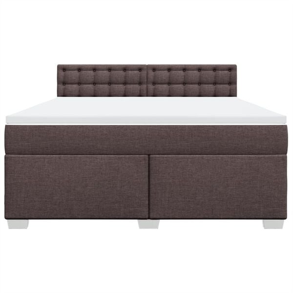 vidaXL Cama box spring con colch&oacute;n tela marr&oacute;n oscuro 180x200 cm