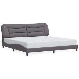 vidaXL Estructura de cama sin colch&oacute;n Hvar cuero sint&eacute;tico gris 200x200 cm