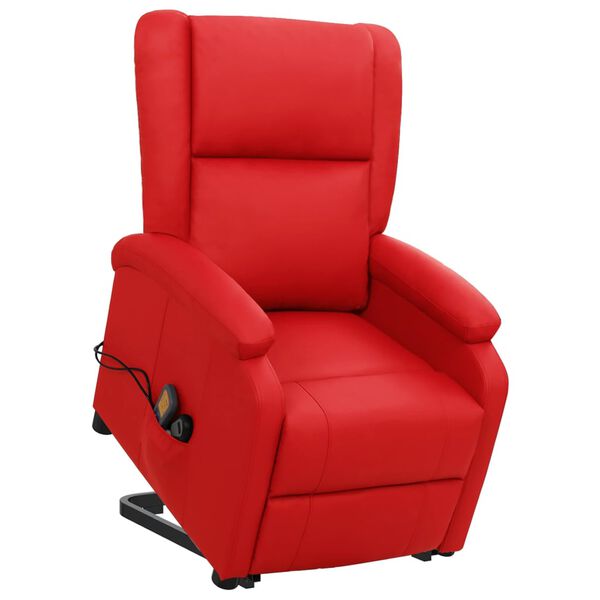 vidaXL Sill&oacute;n de masaje elevable cuero sint&eacute;tico rojo