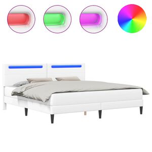 vidaXL Estructura de cama Blanco 180 x 200 cm Cuero sint&eacute;tico