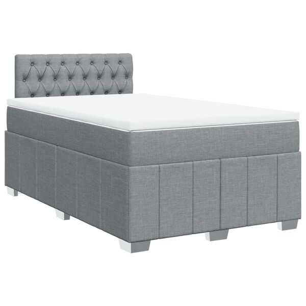 vidaXL Cama box spring con colch&oacute;n tela gris claro 120x190 cm