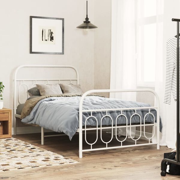 vidaXL Estructura cama sin colchón con estribo metal blanco 100x190 cm