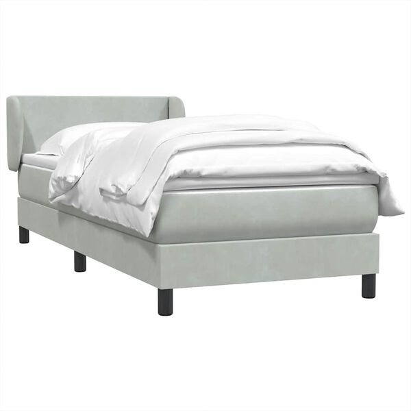 vidaXL Cama box spring con colch&oacute;n terciopelo gris claro 90x220 cm