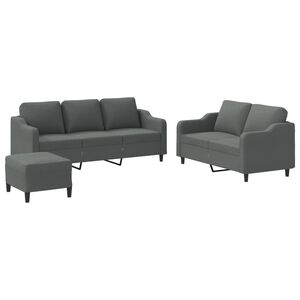 vidaXL Juego de sof&aacute;s con cojines 3 piezas tela gris oscuro